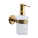 Oxford Soap Dispenser. Wall Mounted with Frosted Glass and high quality STS pump. Satin Brass finish - OXF-SOAP-SB - Choice Handles
