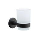 Oxford Toothbrush Holder. Wall Mounted with Frosted Glass Tumbler. Black finish - OXF-TUMBLER-BLK - Choice Handles