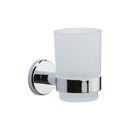 Oxford Toothbrush Holder. Wall Mounted with Frosted Glass Tumbler. Polished Chrome finish - OXF-TUMBLER-PC - Choice Handles