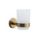 Oxford Toothbrush Holder. Wall Mounted with Frosted Glass Tumbler. Satin Brass finish - OXF-TUMBLER-SB - Choice Handles