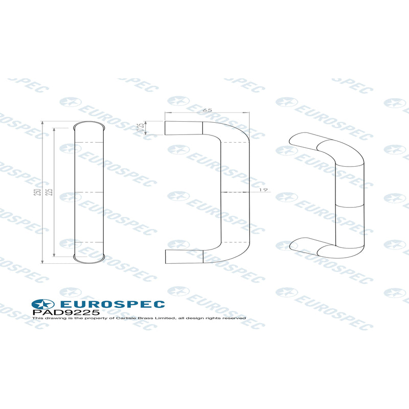 Eurospec - Carlisle Brass Eurospec 19mm Dia D Pull Handle - 225mm c/c - Satin Anodised Aluminium - PAD9225SAA