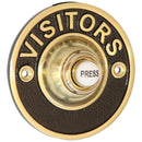Prima - Circular Door Bell Push  81mm Embossed 'Visitors' - Polished Brass - PB1421