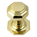 Prima - Octagonal Centre Door Knob - Unlacquered Brass - UNL15B