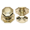 Prima - Flat Octagonal Mortice Door Knobs - Polished Brass - PB2004
