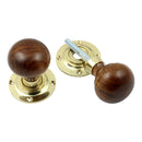 Prima - Rosewood Mushroom Wooden Door Knobs - Polished Brass - PB2035