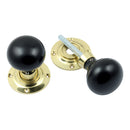 Prima - Ebony Mushroom Wooden Door Knobs - Polished Brass - PB2037