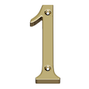 Prima - Door Numeral Screw Fix 76mm - Unlacquered Brass - UNL219/1