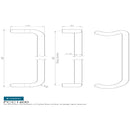 Eurospec - 30mm Cranked Pull Handle 600mm Centres - Satin Stainless Steel - PCC1600SSS - Choice Handles