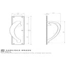 Carlisle Brass - Large Pull Handle Left Hand 53mm x 75mm  - Polished Brass - PF101L - Choice Handles