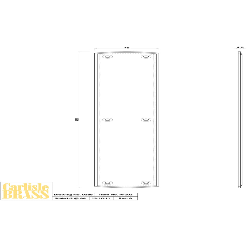 Carlisle Brass - Push Plate 457mm X 76mm - Polished Brass - PF102