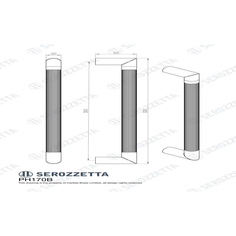 Serozzetta Mitred Lines Pull Handle 300mm  - Matt Black - PH170BMB