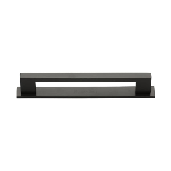 Heritage Brass Cabinet Pull Metro Design with Plate 128mm CTC Matt Bronze Finish - PL0337 128-MB - Choice Handles
