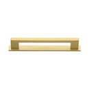 Heritage Brass Cabinet Pull Metro Design with Plate 128mm CTC Satin Brass Finish - PL0337 128-SB - Choice Handles