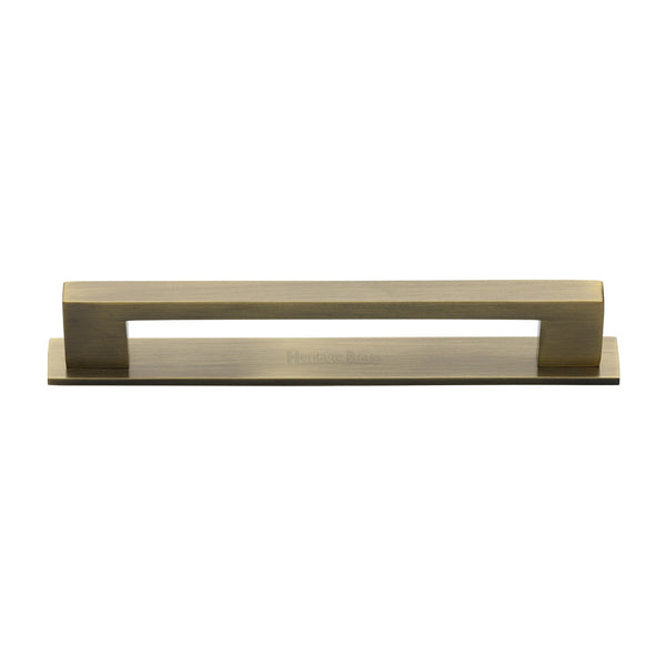 Heritage Brass Cabinet Pull Metro Design with Plate 160mm CTC Antique Brass Finish - PL0337 160-AT - Choice Handles