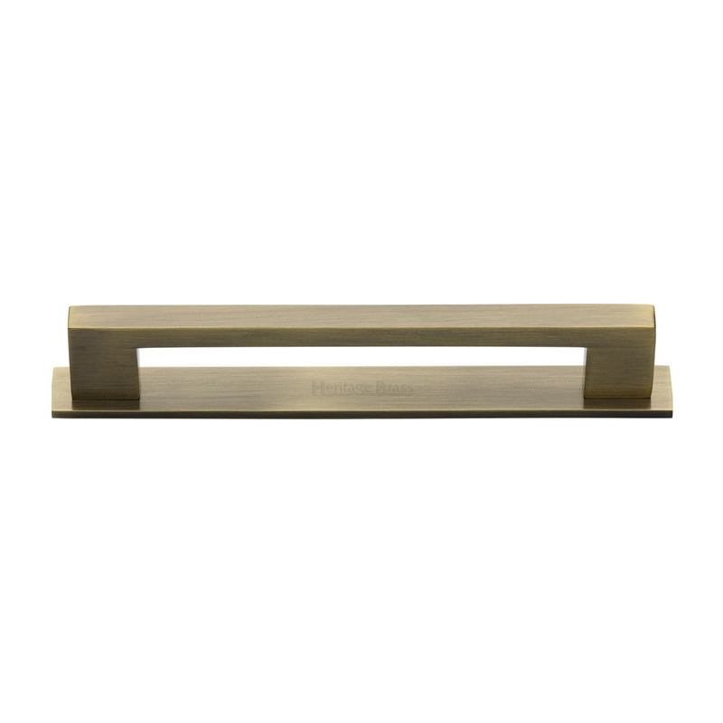 Heritage Brass Cabinet Pull Metro Design with Plate 160mm CTC Antique Brass Finish - PL0337 160-AT - Choice Handles