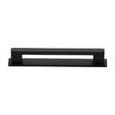 Heritage Brass Cabinet Pull Metro Design with Plate 160mm CTC Matt Black Finish - PL0337 160-BKMT - Choice Handles