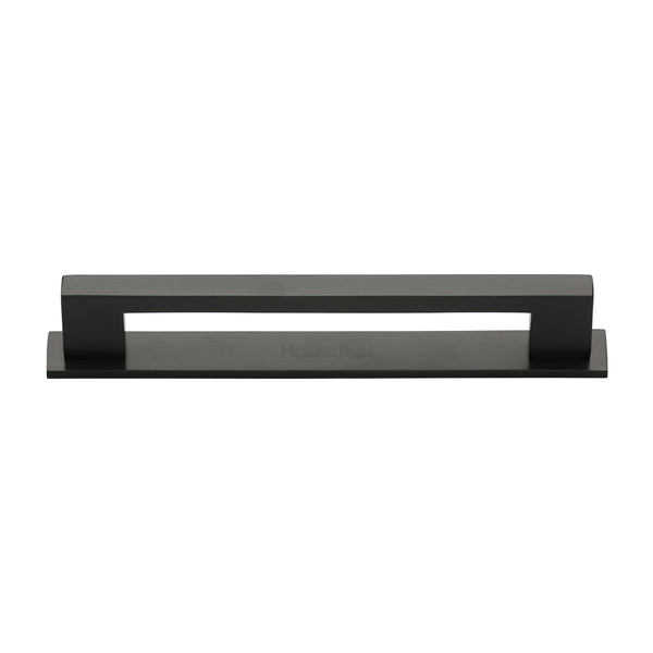 Heritage Brass Cabinet Pull Metro Design with Plate 160mm CTC Matt Bronze Finish - PL0337 160-MB - Choice Handles