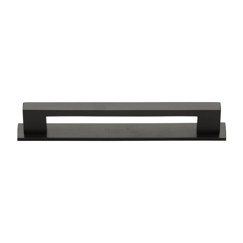 Heritage Brass Cabinet Pull Metro Design with Plate 160mm CTC Matt Bronze Finish - PL0337 160-MB - Choice Handles