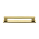 Heritage Brass Cabinet Pull Metro Design with Plate 160mm CTC Polished Brass Finish - PL0337 160-PB - Choice Handles
