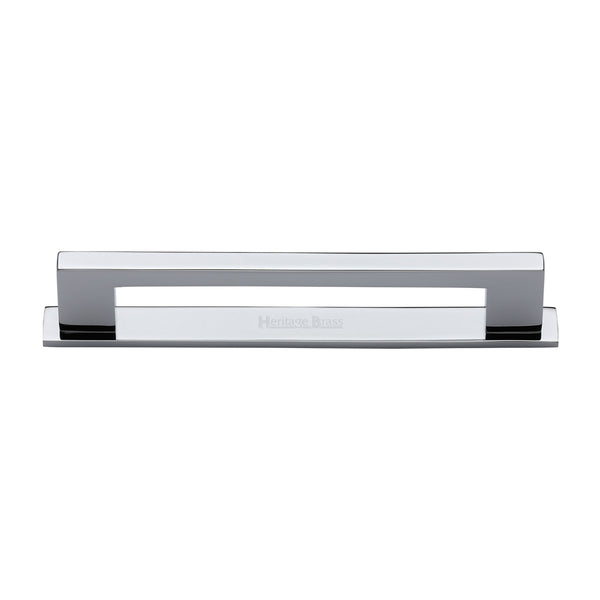 Heritage Brass Cabinet Pull Metro Design with Plate 160mm CTC Polished Chrome Finish - PL0337 160-PC - Choice Handles
