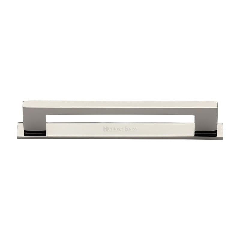 Heritage Brass Cabinet Pull Metro Design with Plate 160mm CTC Polished Nickel Finish - PL0337 160-PNF - Choice Handles