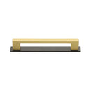 Heritage Brass Cabinet Pull Metro Design with Plate 96mm CTC Matt Bronze/Satin Brass Finish - PL0337 96-BSB - Choice Handles