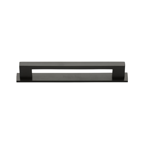 Heritage Brass Cabinet Pull Metro Design with Plate 96mm CTC Matt Bronze Finish - PL0337 96-MB - Choice Handles