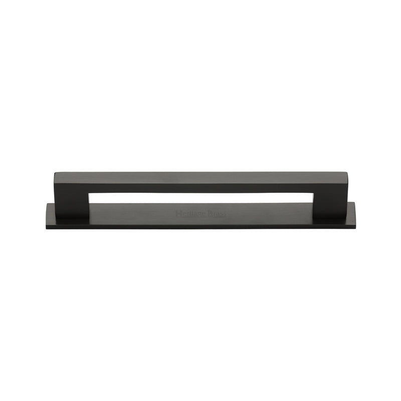 Heritage Brass Cabinet Pull Metro Design with Plate 96mm CTC Matt Bronze Finish - PL0337 96-MB - Choice Handles