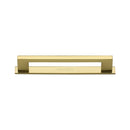 Heritage Brass Cabinet Pull Metro Design with Plate 96mm CTC Polished Brass Finish - PL0337 96-PB - Choice Handles