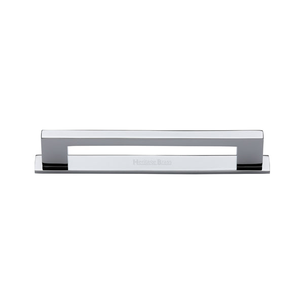Heritage Brass Cabinet Pull Metro Design with Plate 96mm CTC Polished Chrome Finish - PL0337 96-PC - Choice Handles