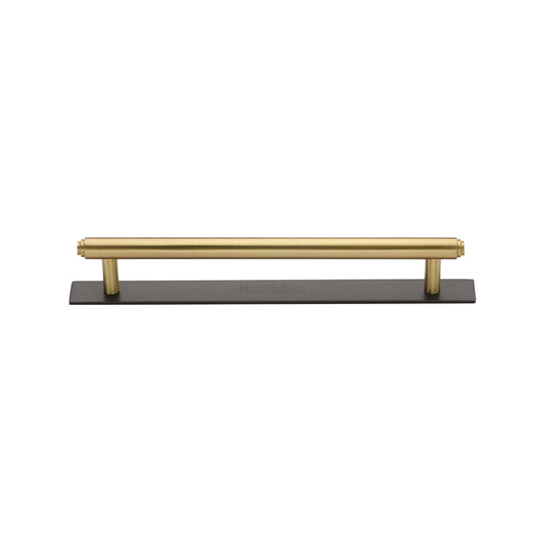 Heritage Brass Cabinet Pull Step Design with Plate 128mm CTC Matt Bronze/Satin Brass Finish - PL4410 128-BSB - Choice Handles