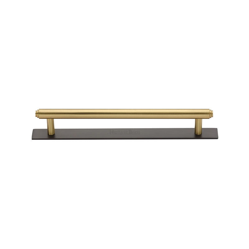 Heritage Brass Cabinet Pull Step Design with Plate 128mm CTC Matt Bronze/Satin Brass Finish - PL4410 128-BSB - Choice Handles