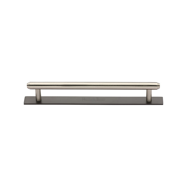 Heritage Brass Cabinet Pull Step Design with Plate 128mm CTC Matt Bronze/Satin Nickel Finish - PL4410 128-BSN - Choice Handles