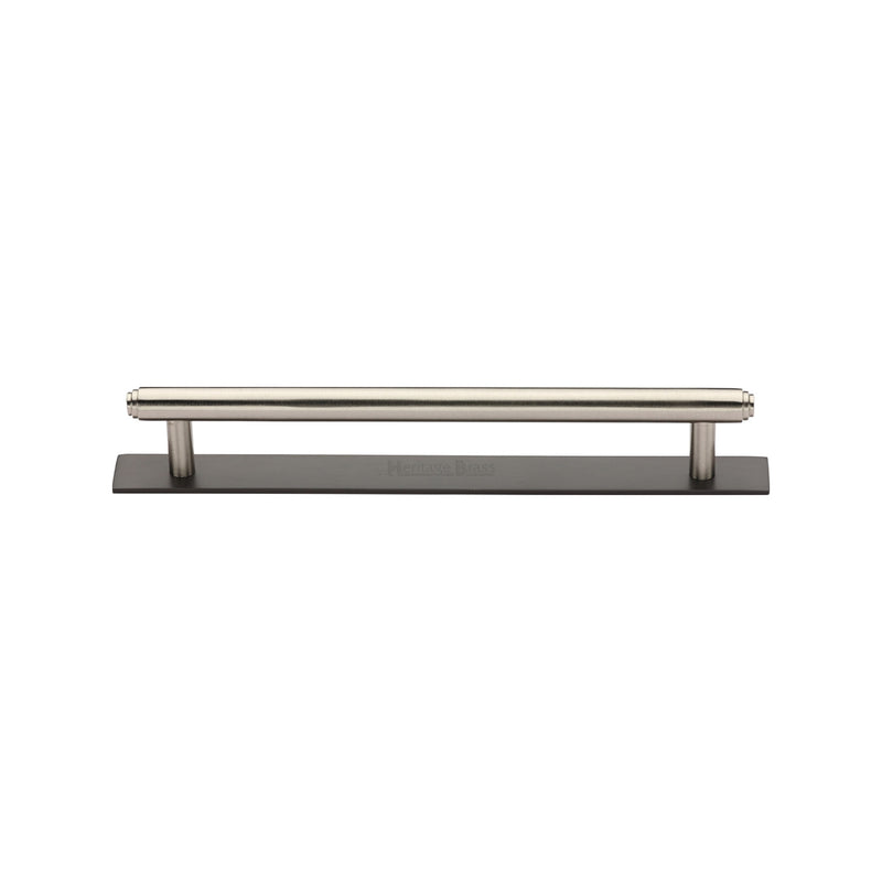 Heritage Brass Cabinet Pull Step Design with Plate 128mm CTC Matt Bronze/Satin Nickel Finish - PL4410 128-BSN - Choice Handles