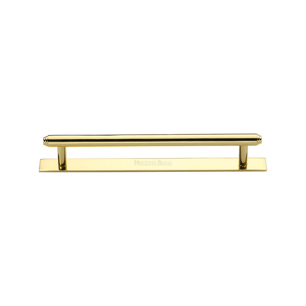 Heritage Brass Cabinet Pull Step Design with Plate 128mm CTC Polished Brass Finish - PL4410 128-PB - Choice Handles