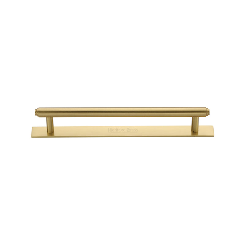 Heritage Brass Cabinet Pull Step Design with Plate 128mm CTC Satin Brass Finish - PL4410 128-SB - Choice Handles