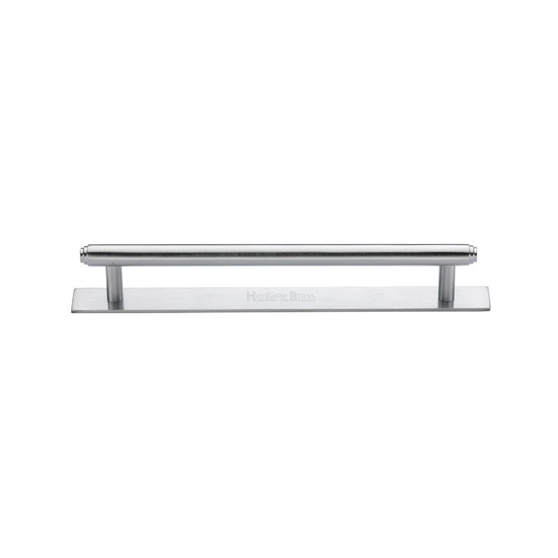 Heritage Brass Cabinet Pull Step Design with Plate 128mm CTC Satin Chrome Finish - PL4410 128-SC - Choice Handles