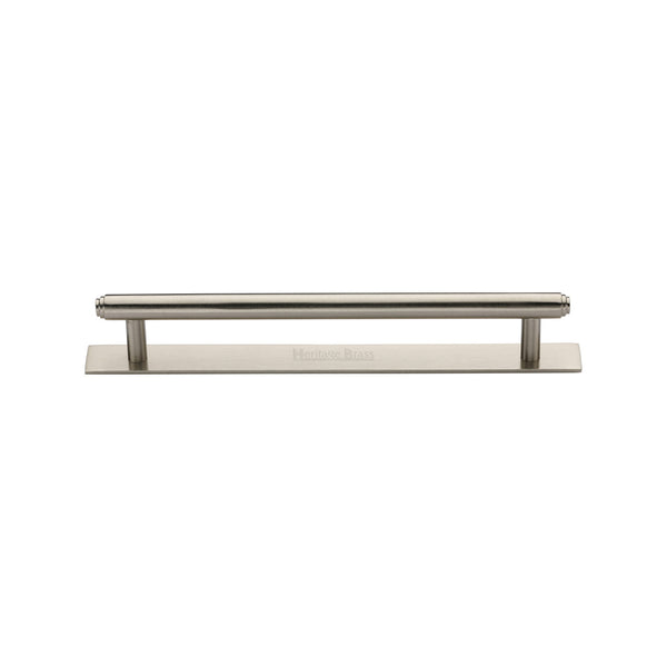 Heritage Brass Cabinet Pull Step Design with Plate 128mm CTC Satin Nickel Finish - PL4410 128-SN - Choice Handles