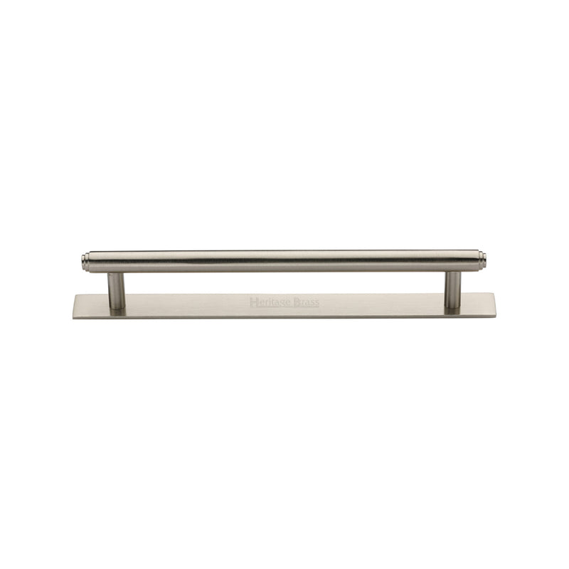 Heritage Brass Cabinet Pull Step Design with Plate 128mm CTC Satin Nickel Finish - PL4410 128-SN - Choice Handles