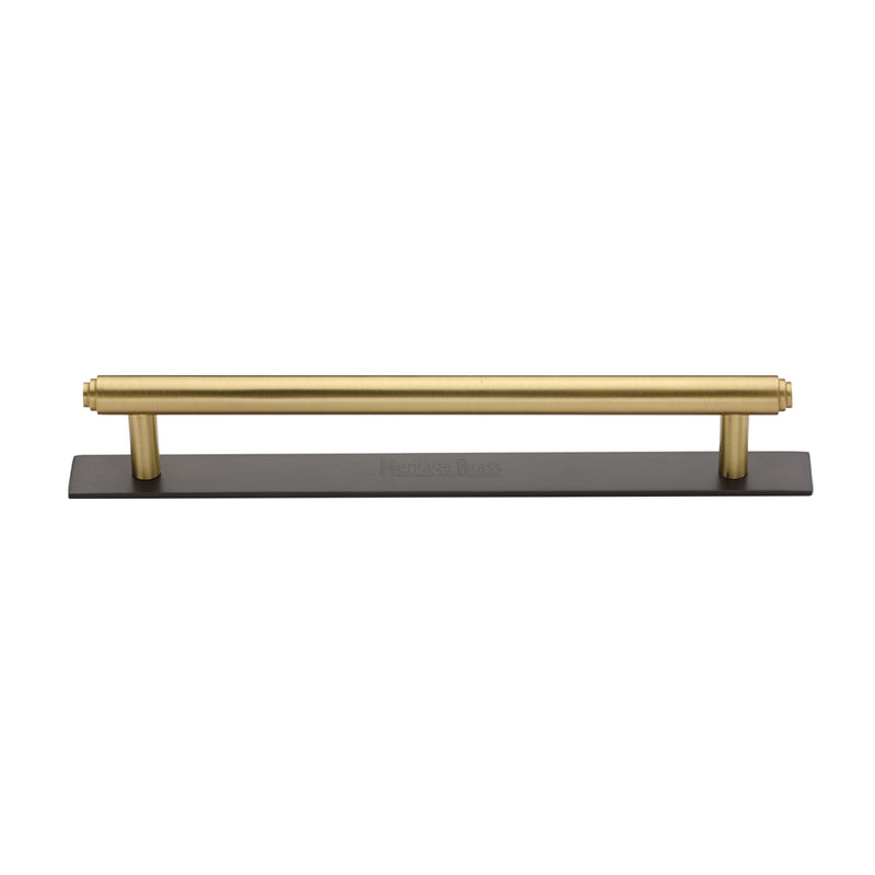 Heritage Brass Cabinet Pull Step Design with Plate 160mm CTC Matt Bronze/Satin Brass Finish - PL4410 160-BSB - Choice Handles