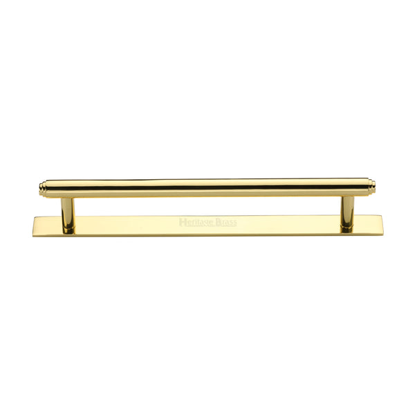 Heritage Brass Cabinet Pull Step Design with Plate 160mm CTC Polished Brass Finish - PL4410 160-PB - Choice Handles