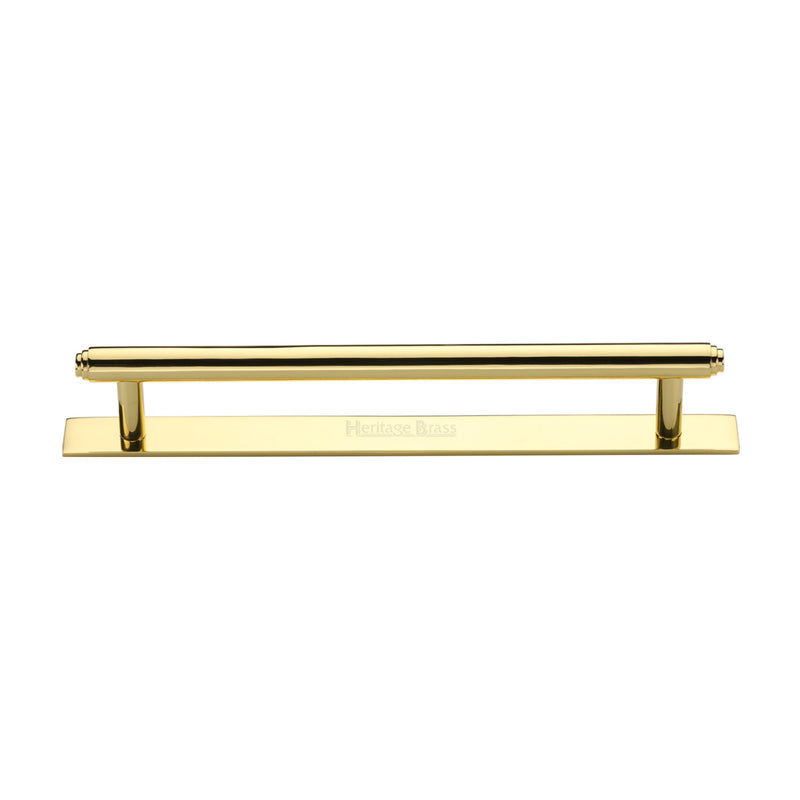 Heritage Brass Cabinet Pull Step Design with Plate 160mm CTC Polished Brass Finish - PL4410 160-PB - Choice Handles