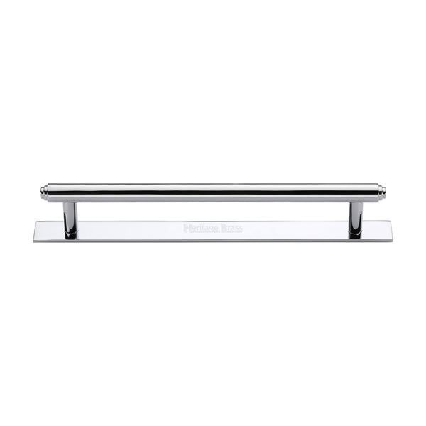 Heritage Brass Cabinet Pull Step Design with Plate 160mm CTC Polished Chrome Finish - PL4410 160-PC - Choice Handles