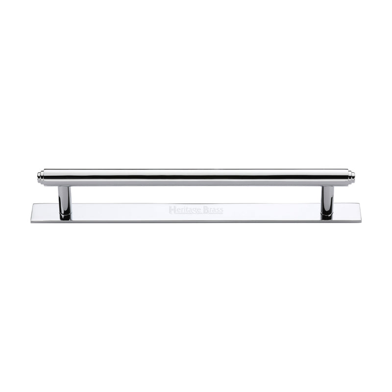 Heritage Brass Cabinet Pull Step Design with Plate 160mm CTC Polished Chrome Finish - PL4410 160-PC - Choice Handles
