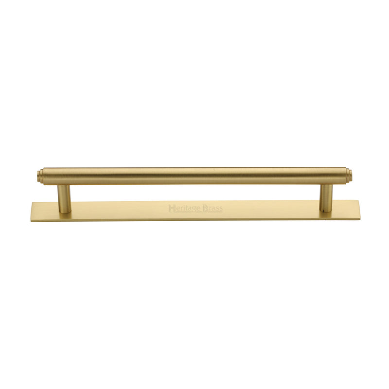 Heritage Brass Cabinet Pull Step Design with Plate 160mm CTC Satin Brass Finish - PL4410 160-SB - Choice Handles