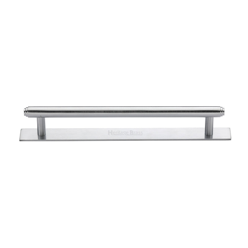 Heritage Brass Cabinet Pull Step Design with Plate 160mm CTC Satin Chrome Finish - PL4410 160-SC - Choice Handles