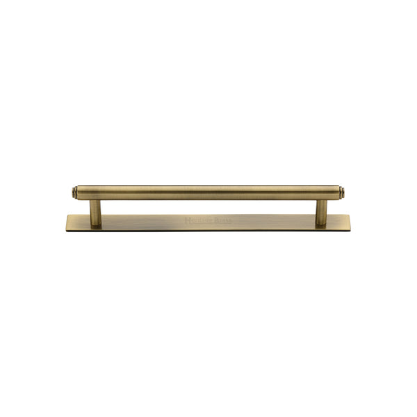Heritage Brass Cabinet Pull Step Design with Plate 96mm CTC Antique Brass Finish - PL4410 96-AT - Choice Handles