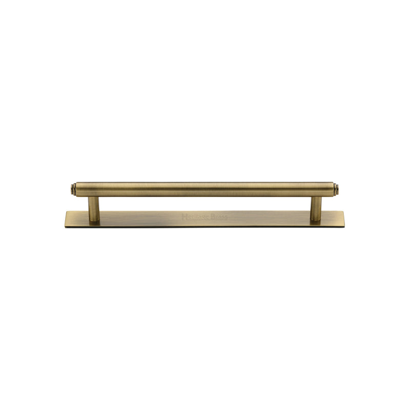 Heritage Brass Cabinet Pull Step Design with Plate 96mm CTC Antique Brass Finish - PL4410 96-AT - Choice Handles