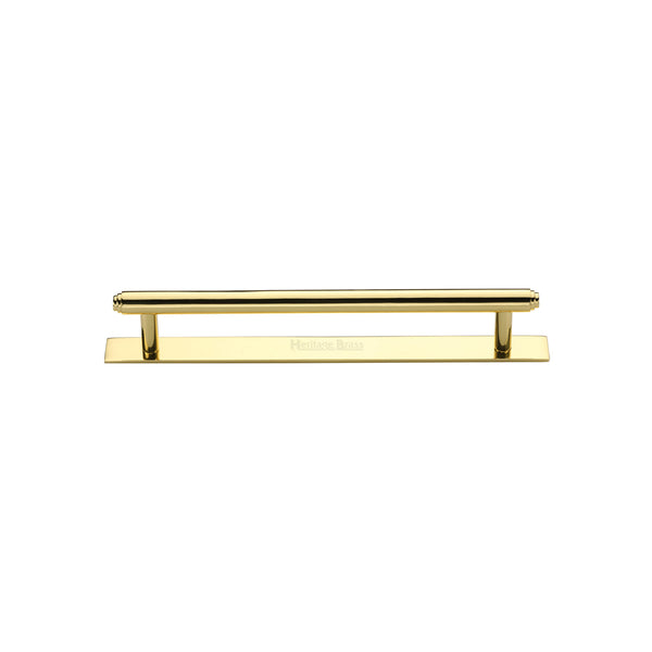 Heritage Brass Cabinet Pull Step Design with Plate 96mm CTC Polished Brass Finish - PL4410 96-PB - Choice Handles