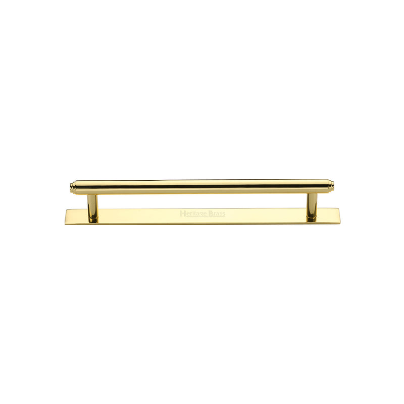 Heritage Brass Cabinet Pull Step Design with Plate 96mm CTC Polished Brass Finish - PL4410 96-PB - Choice Handles